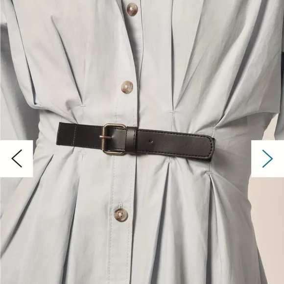 NWT Elegant Light Blue Belted Shirt Dress - Picture 2 of 4